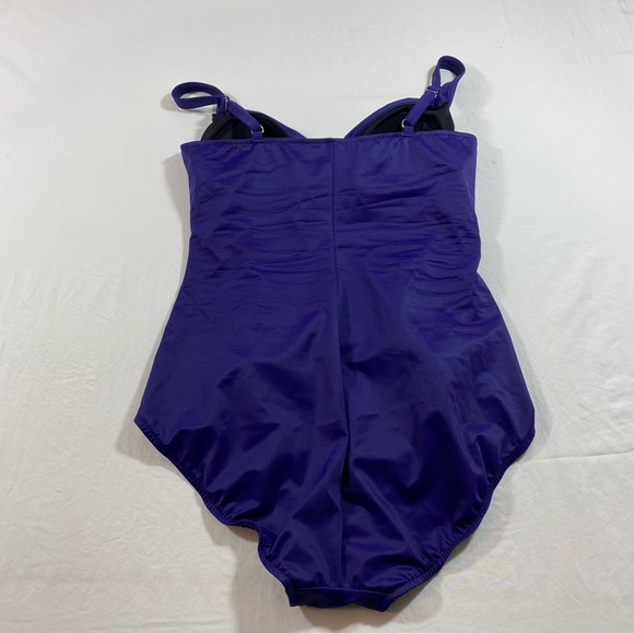 Croft Barrow One piece swimsuit Size 14 purple adjustable straps Spandex Swim - Picture 5 of 10